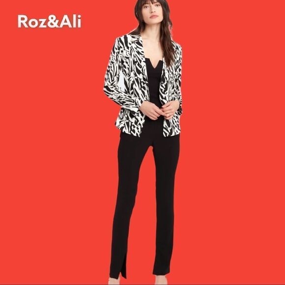 Roz&Ali beautiful black and white zebra look jacket blazer! - Picture 1 of 13
